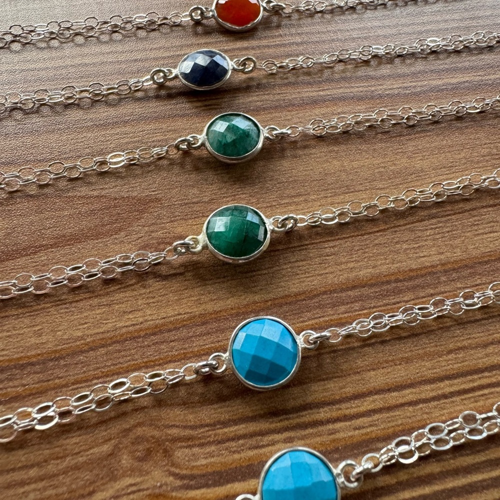 Sterling silver gemstone bracelets & anklets